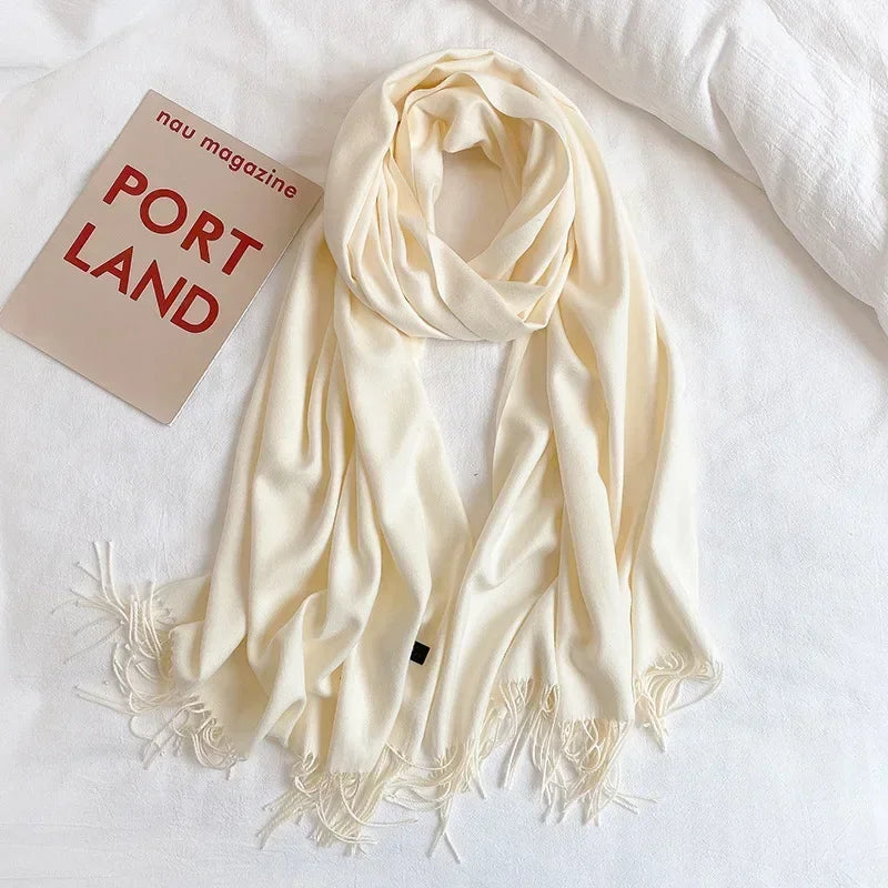 Solid Colors Cashmere Feel Scarfs for Women Winter Keep Warm Pashmina Scarfs Wraps Blanket Bufanda Women Scarves Stoles Foulard