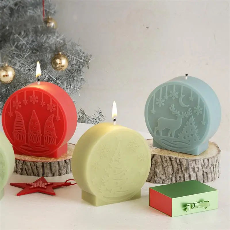 DIY Christmas Crystal Ball Silicone Mold Handmade Aroma Candles Plaster Molds Christmas Tree Snowman Elk Decoration Mould