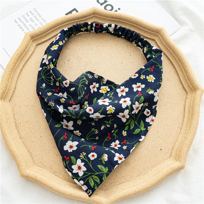 New Boho Triangle Bandanas Cotton Floral Print Elastic Hair Bands Headband Hairband Scrunchies Hair Scraf Girls Hair Accessories