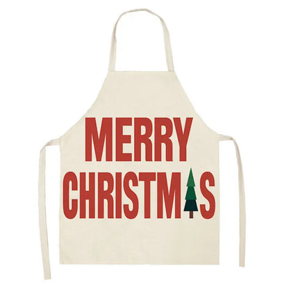 1Pcs Merry Christmas Apron for Woman Pinafore Cotton Linen Aprons 55x68cm Adult Bibs Kitchen Baking Cooking Accessories