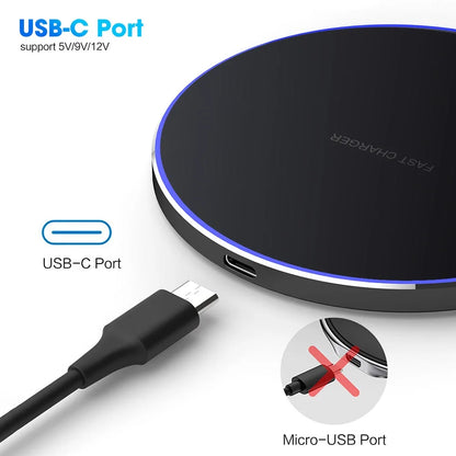 100W Wireless Charger For iPhone 16 15 14 13 Pro Xs Max Mini 15 Induction Fast Wireless Charging Pad For Samsung S22 s8 s9 s10