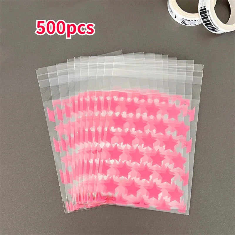 100/50pcs Transparent PE Star Jewelry Self-adhesive Bag Candy Card Holder Photo Animation Peripheral Storage Gift Bag Wholesale