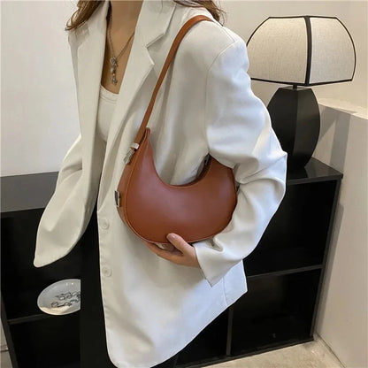 Underarm Bag New Tide Solid Color Casual Texture Fashion One Shoulder French Niche Crescent Shape