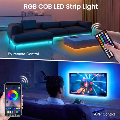 5V USB RGB COB LED Strip Light Wifi Bluetooth-compatible Remote Control 24key 44key Kit 576 LEDs Flexible Tape Linear Lighting