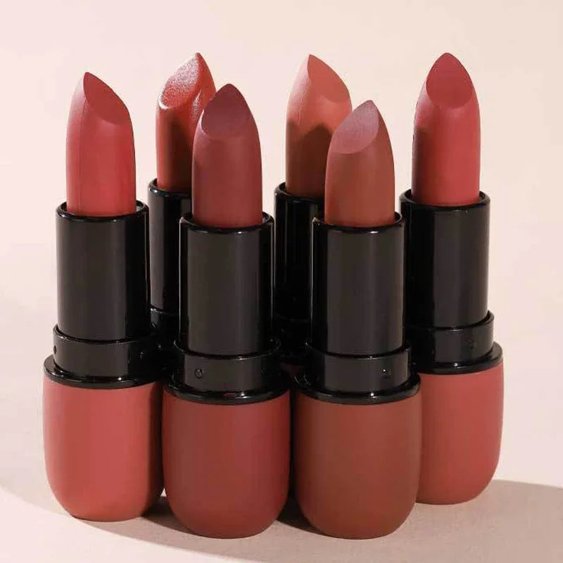 Nude Brown Matte Lipstick Makeup Waterproof Lasting Cosmetics Sexy Purple Red Velvet Lipsticks Tinted Non-stick Cup Lip Stick