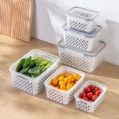 1/2/3pcs Refrigerator Storage Box Fridge Organizer Fresh Vegetable Fruit Drain Basket Storage Container Pantry Kitchen Organizer