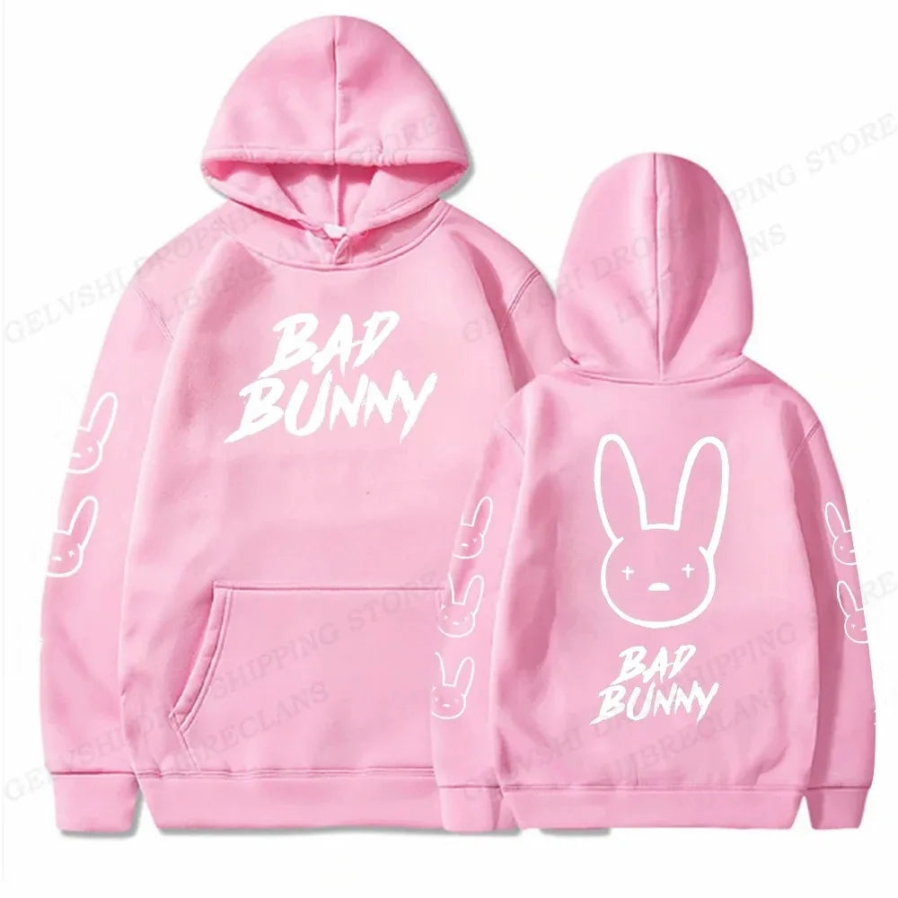 Bad Bunny Hoodie Men Fashion Hoodie Women Sweats Men's Hoodies Hip Hop Rabbit Sweatshirt Boy Coats Men's Clothing Rapper