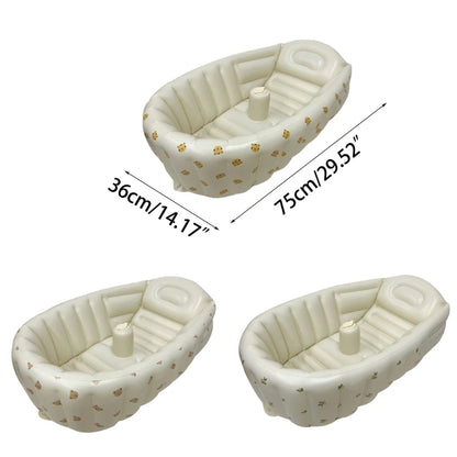 Cartoon Pattern Baby Inflatable Bathtub 90x55x30cm Foldable PVC Indoor Swimming Pool for Infants Summer Kids Water Fun Game