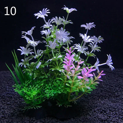 Artificial Aquarium Decor Plants Water Weeds Ornament Aquatic Plant Fish Tank Grass Decoration Accessories 14cm