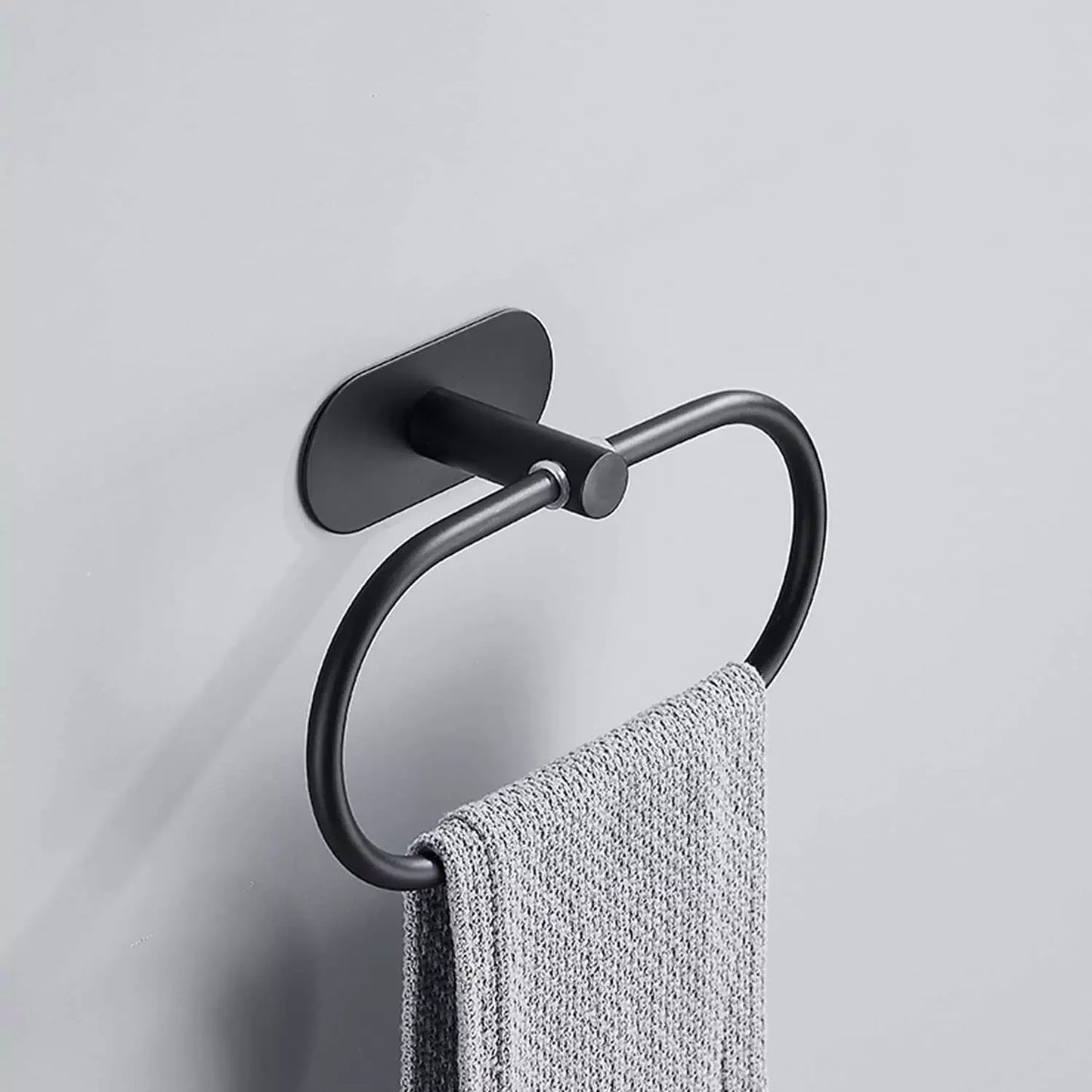 Stainless Steel Towel Holder Self-adhesive Bathroom Towels Rack Black Washhand Hanger Ring Rail Bar Kitchen Storage Accessories