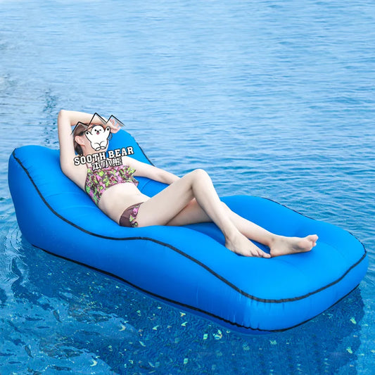 Outdoor inflatable lazy sofa, foldable portable inflatable mattress, beach leisure swimming pool inflatable cushion, home gifts