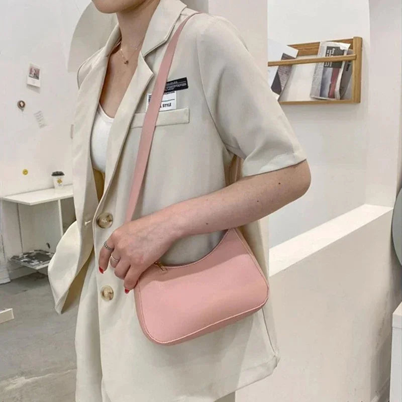 2024 New Fashion Retro Handbags Solid Color PU Leather Shoulder Underarm Bag Casual Women Hobos Handbags