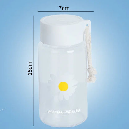 Small Daisy Frosted Plastic Mug, Portable Transparent Travel Tea Cup, Cute BPA-Free Water Bottle for Outdoor Use