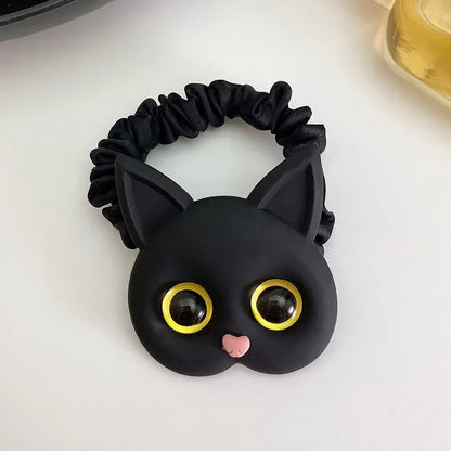 New Rabbit-Hair Ring Cute Fresh Rubber Band Cat Head Rope Rubber Band-Hair Ties Elastic Hair Bands Hair Accessories