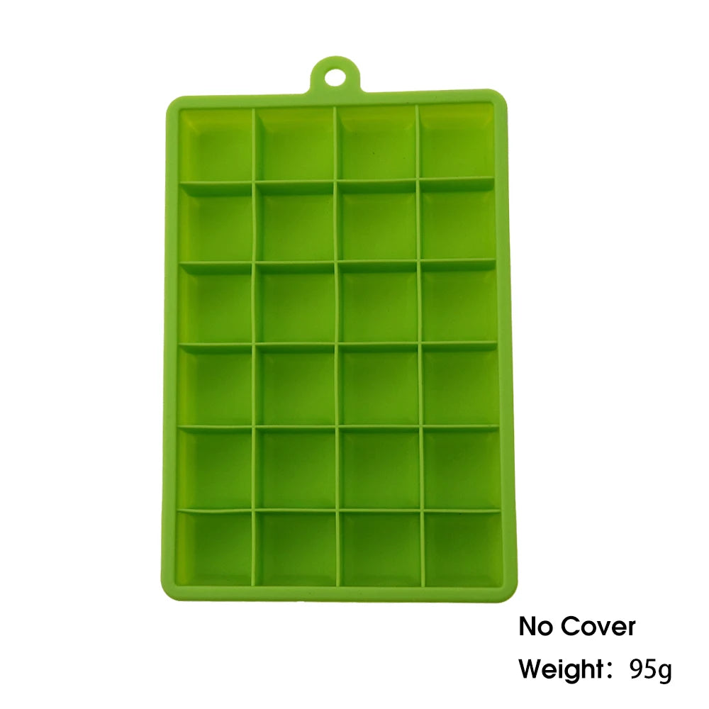 With Lid /No Lid 24-hole Silicone Ice Tray Square Box Auxiliary Food Puree Cheese Jelly Mold Bar Kitchen Tool Cocktail Cube