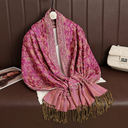 Tassel Blanket Design Thick Pashmina New Winter Warm Shawl Wrap Cashmere Scarf Women Neckerchief Poncho Stoles 2024