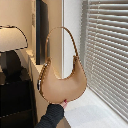 Fashion Luxury Design PU Leather Hobo Shoulder Bag Women Small Clutch Handbag Purse Female Underarm  Bag Travel Totes