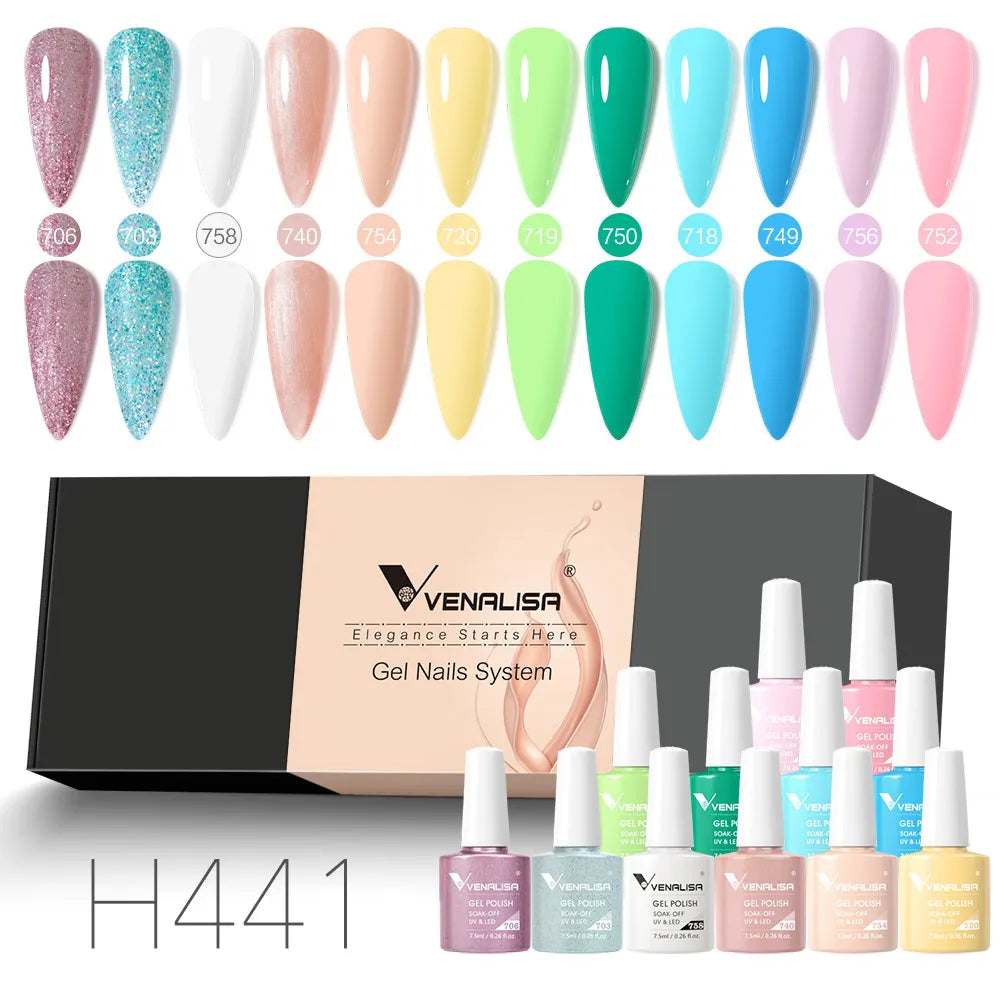 Venalisa Nail Gel Polish Kit Christmas Gift Winter Color Collection Semi Permanent New Learner Nude Pink Nail Varnish Set