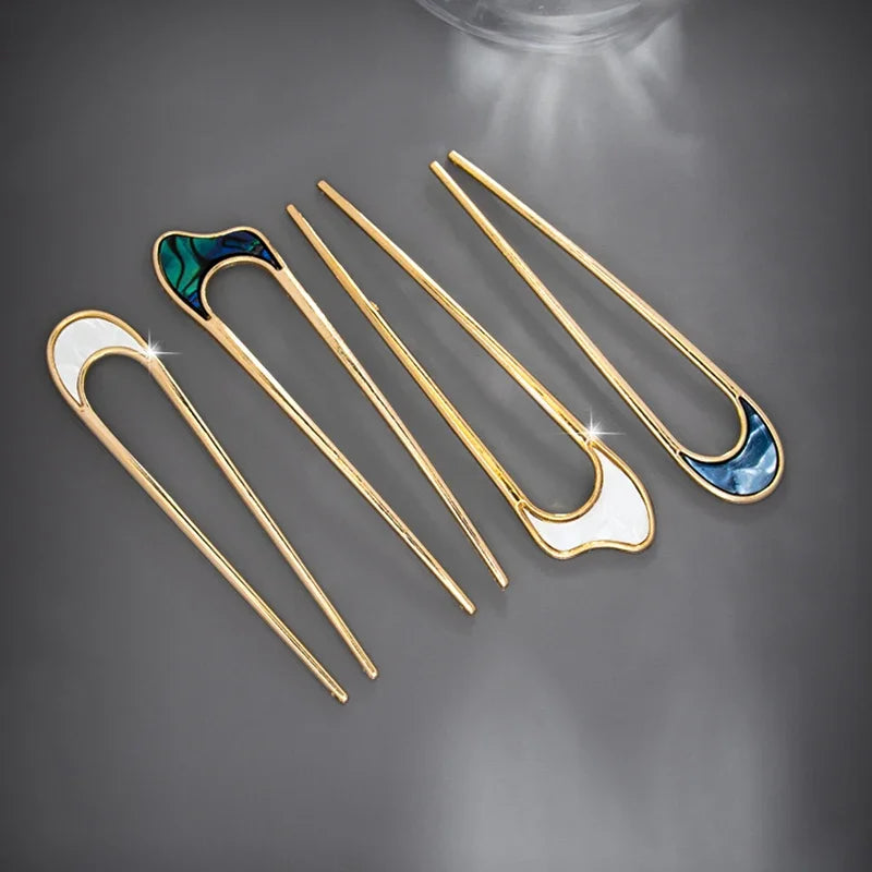 Shell Hairpin Metal U Shaped Hair Pins Hair Fork U French Hair Pin Simple And Fashionable Hair Accessories For Women