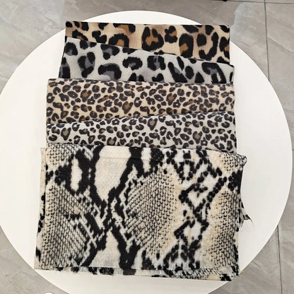 Female Winter Large Size Pashmina Scarf Leopard Print Cashmere Shawl for Women Luxury Designed Stole Thick Pareos Muffler