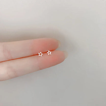 New Heart Stud Earrings for Women Hypoallergenic Daily Wear Minimalist Cute Star Silver Color Ear Girls Pierc Jewelry Gifts