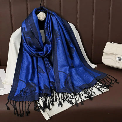 Tassel Blanket Design Thick Pashmina New Winter Warm Shawl Wrap Cashmere Scarf Women Neckerchief Poncho Stoles 2024