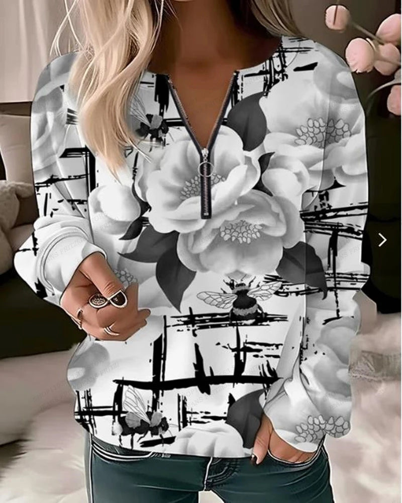 Butterfly Hoodies Women Fashion Zipper Hoodies Floral Sweatshirt Zip Up Hoodie Oversized Sudaderas Elegant Coats Women Sweats