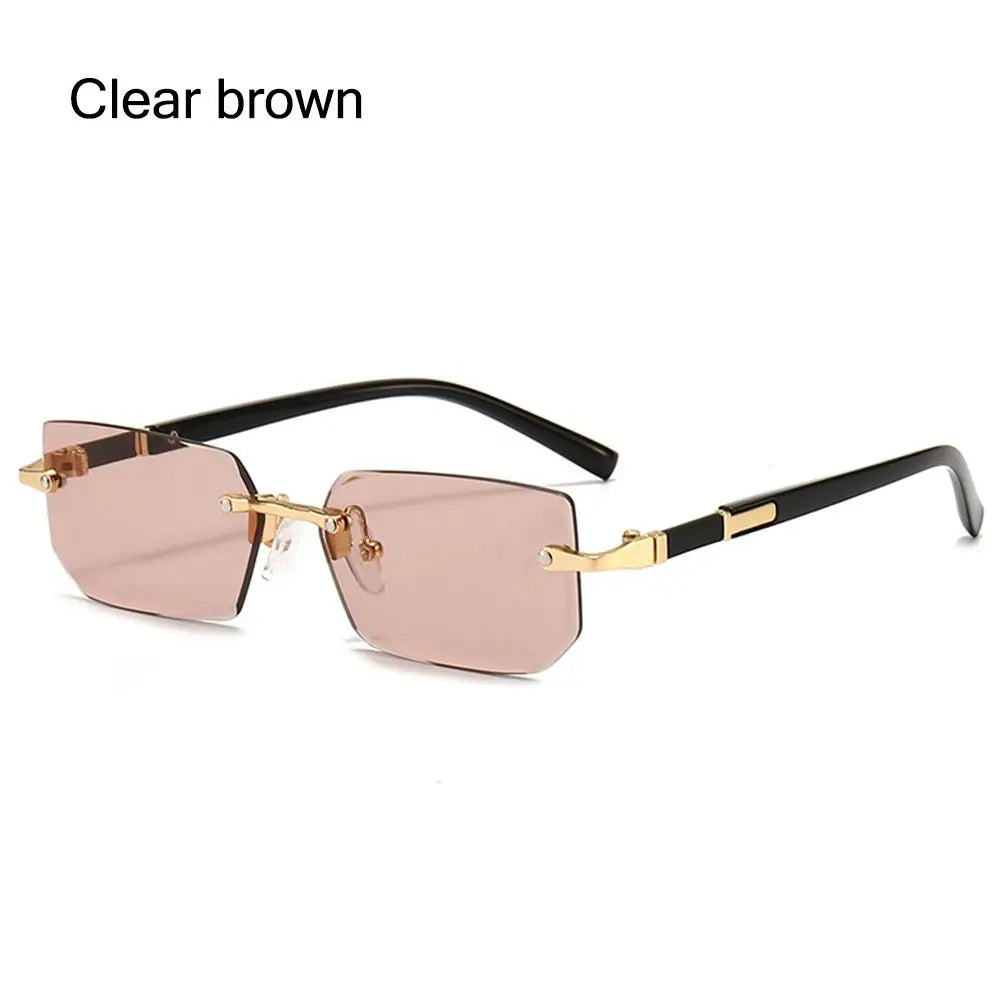 UV400 Protection Rimless Rectangle Sunglasses Trendy Y2K Eyewear Shades for Women & Men