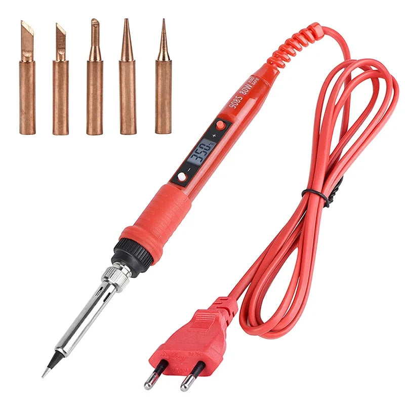 JCD Electric Soldering Iron Kit 80W LCD Digital Display Adjustable Temperature 220V/110V Solder Iron Welding Repair Tools 908S