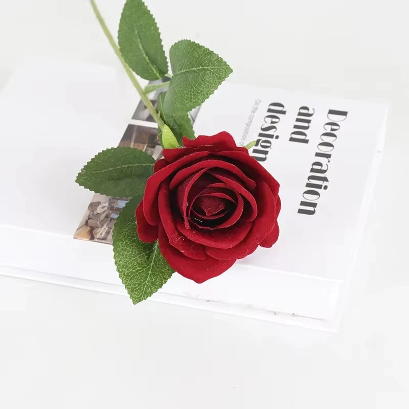 1/3/5Pcs Artificial Flowers Bouquet Flannel Fake Rose Flower Wedding Birthdays Home Table Christmas Decor Valentine's Day Gifts