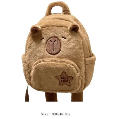 Kawaii Capybara Plush Backpack for Women Versatile Cartoon Funny Capibala Crossbody Bag aLrge Capacity Tote Bag