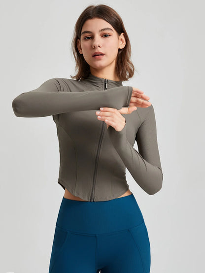 Yoga clothes, women's autumn and winter sports tops, slim fit zipper, casual long sleeved jackets, running and fitness clothes