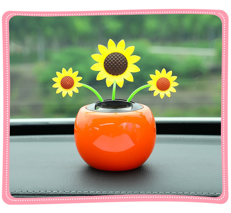 Solar Powered Automatic Swinging Sunflower Dancing Animated Flower Toy Car Interior Decorations Styling Home Decoration