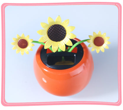 Solar Powered Automatic Swinging Sunflower Dancing Animated Flower Toy Car Interior Decorations Styling Home Decoration