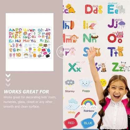 6pcs Wall Decals Alphabet Animal Stickers Abc Sticker Wallpaper Room Decal Cartoon Removable Nursery Kids Playroom Diy Classroom