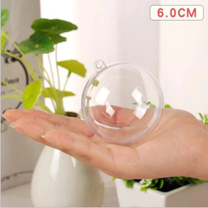 4-10cm Transparent Open Plastic Christmas Tree Pendant Home Decoration Ball Clear Bauble Ornament Gift Present Box Decoration