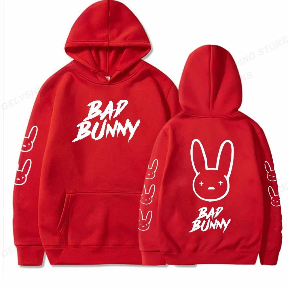 Bad Bunny Hoodie Men Fashion Hoodie Women Sweats Men's Hoodies Hip Hop Rabbit Sweatshirt Boy Coats Men's Clothing Rapper