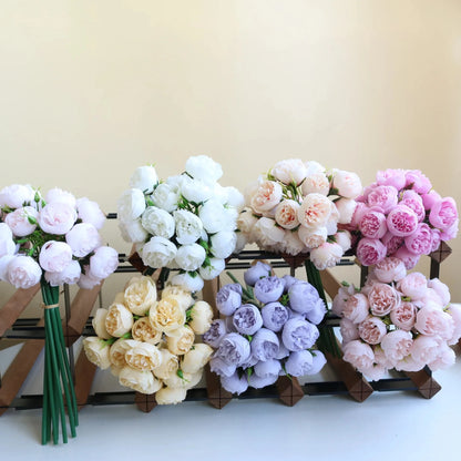 Tenvity 27 Heads Rose Peony Artificial Flowers Bridal Bouquet Home Party Table DIY Decor Fake Flowers Wedding Decoration Flowers