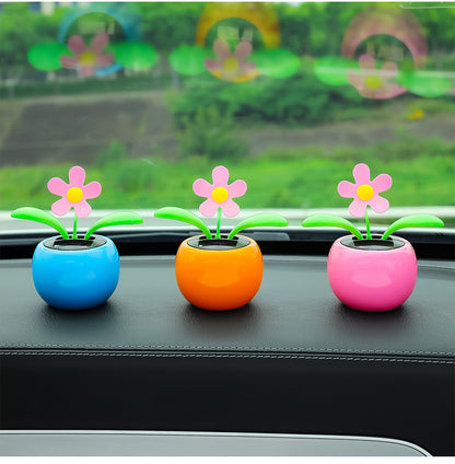 Solar Powered Automatic Swinging Sunflower Dancing Animated Flower Toy Car Interior Decorations Styling Home Decoration