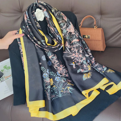 180*90cm Luxury Brand Women Summer Silk Scarves Shawls Lady Wraps Soft Female Geometry Beach Stole Bandanna Foulard Muffler