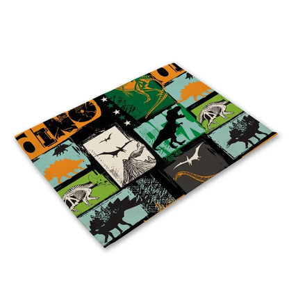 Cute Cartoon Dinosaur Place Mats mats For Children Kids Fabric Coaster Table Decoration Mat Kitchen Dining   Pads