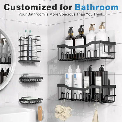 Adhesive Shower Caddy,Rustproof Stainless Steel Bath Organizers with Large Capacity Shelves for Bathroom Storage Home Decor