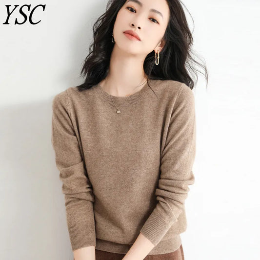 2024 Classic Style Cashmere Pullover Fashion Merino Wool Sweater Round neck Long Sleeve Knitwear Soft Warm Basic' Clothing Tops