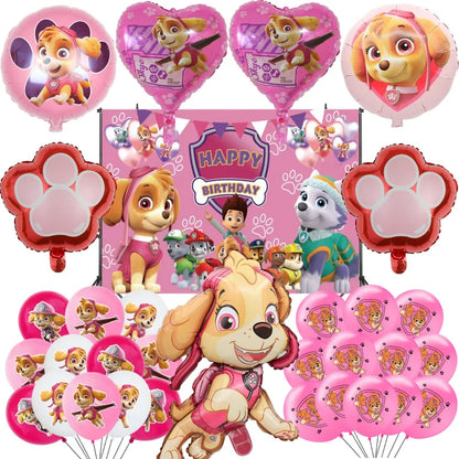 Pink Paw Patrol Skye Birthday Party Decorations Skye Foil Latex Balloons  Tableware Plate Backdrop For Kids Girls Party Supplies