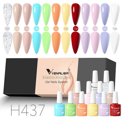 Venalisa Nail Gel Polish Kit Christmas Gift Winter Color Collection Semi Permanent New Learner Nude Pink Nail Varnish Set