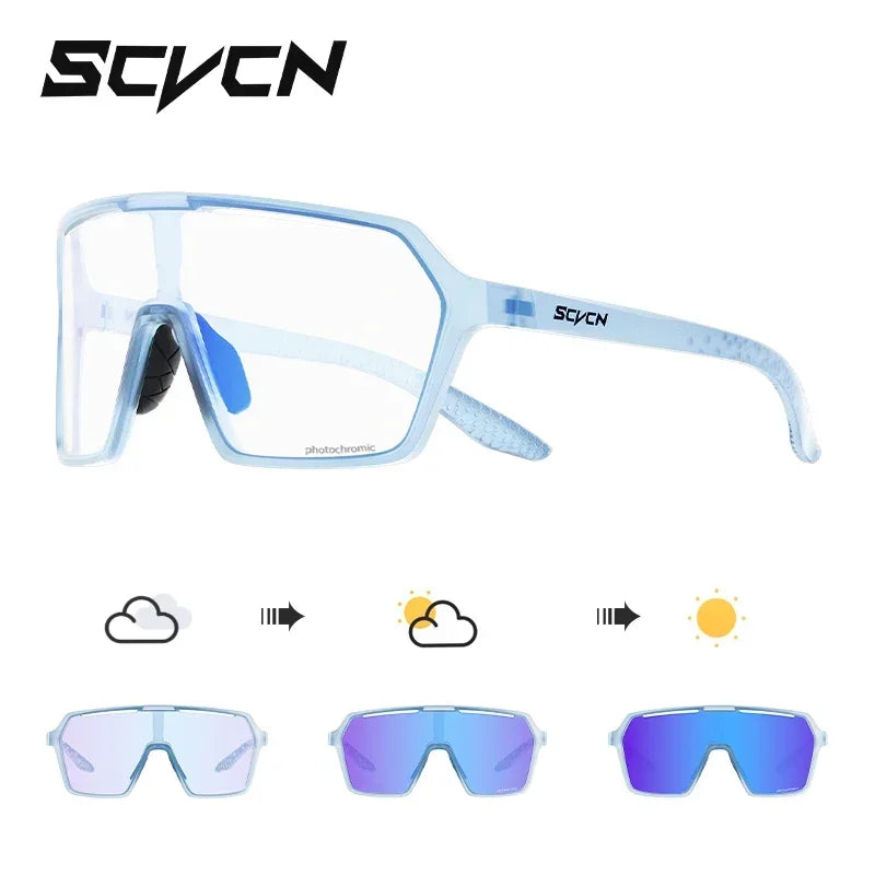 SCVCN Color Photochromic Cycling Glasses UV400 Sunglasses for Men Women Driving Glasses MTB Road Bike Sport Eyewear Running