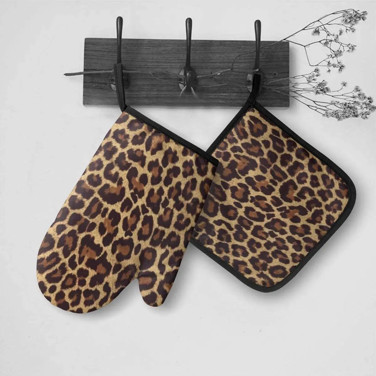 Cool Cheetah Leopard Oven Mitts and Pot Holders Heat Resistant Oven Gloves Safe Cooking Baking Grilling