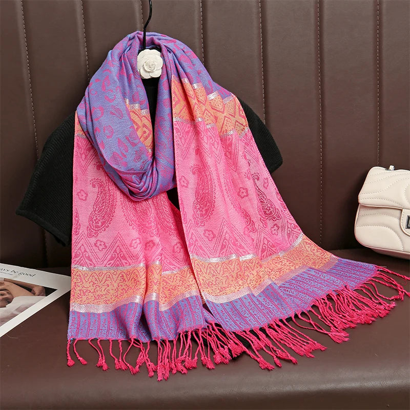 2024 Luxury Thick Cashmere Scarf Women Print New Wraps Pashmina Travel Poncho Warm Blanket Winter Bufanda Shawl Female Stoles