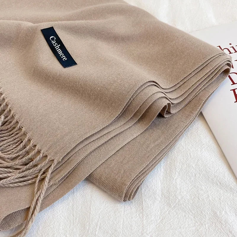 Solid Colors Cashmere Feel Scarfs for Women Winter Keep Warm Pashmina Scarfs Wraps Blanket Bufanda Women Scarves Stoles Foulard