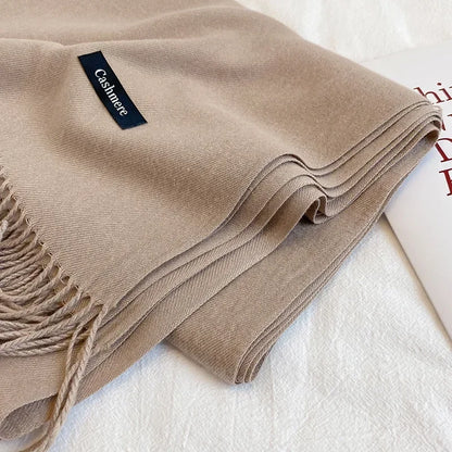 Solid Colors Cashmere Feel Scarfs for Women Winter Keep Warm Pashmina Scarfs Wraps Blanket Bufanda Women Scarves Stoles Foulard